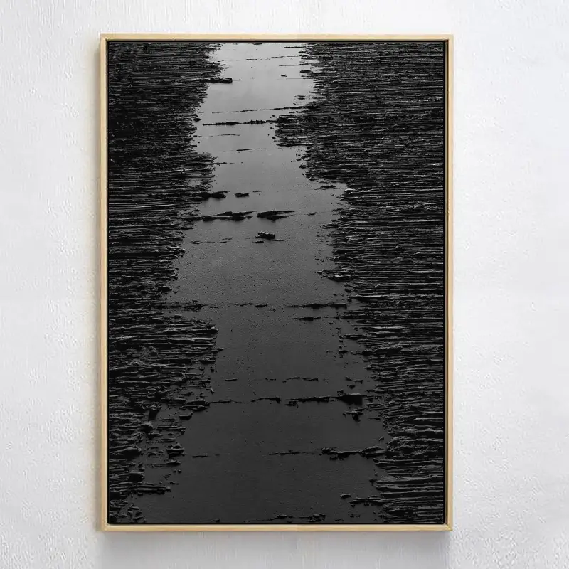 Black Minimalist Textured Painting Canvas #MZ008