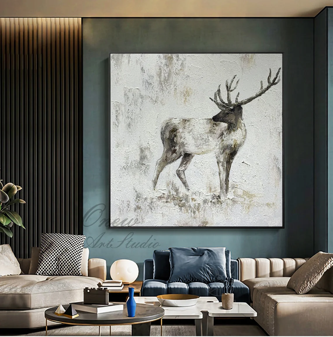 Abstract Animal Horse Textured Canvas Art #AP177