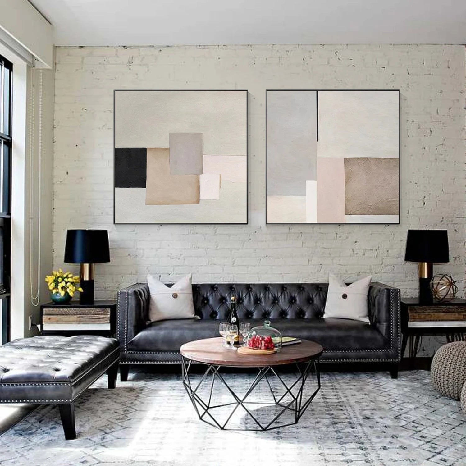 Abstract Square Set of 2 Wall Art #AB 498