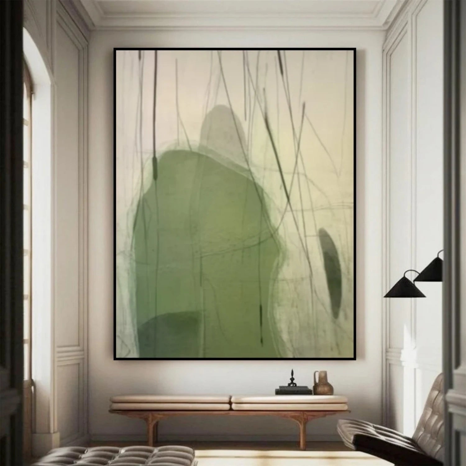 Beige & Green Abstract #BG120