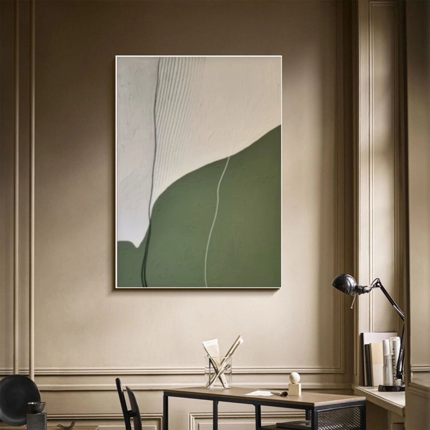 Beige & Green Abstract #BG118