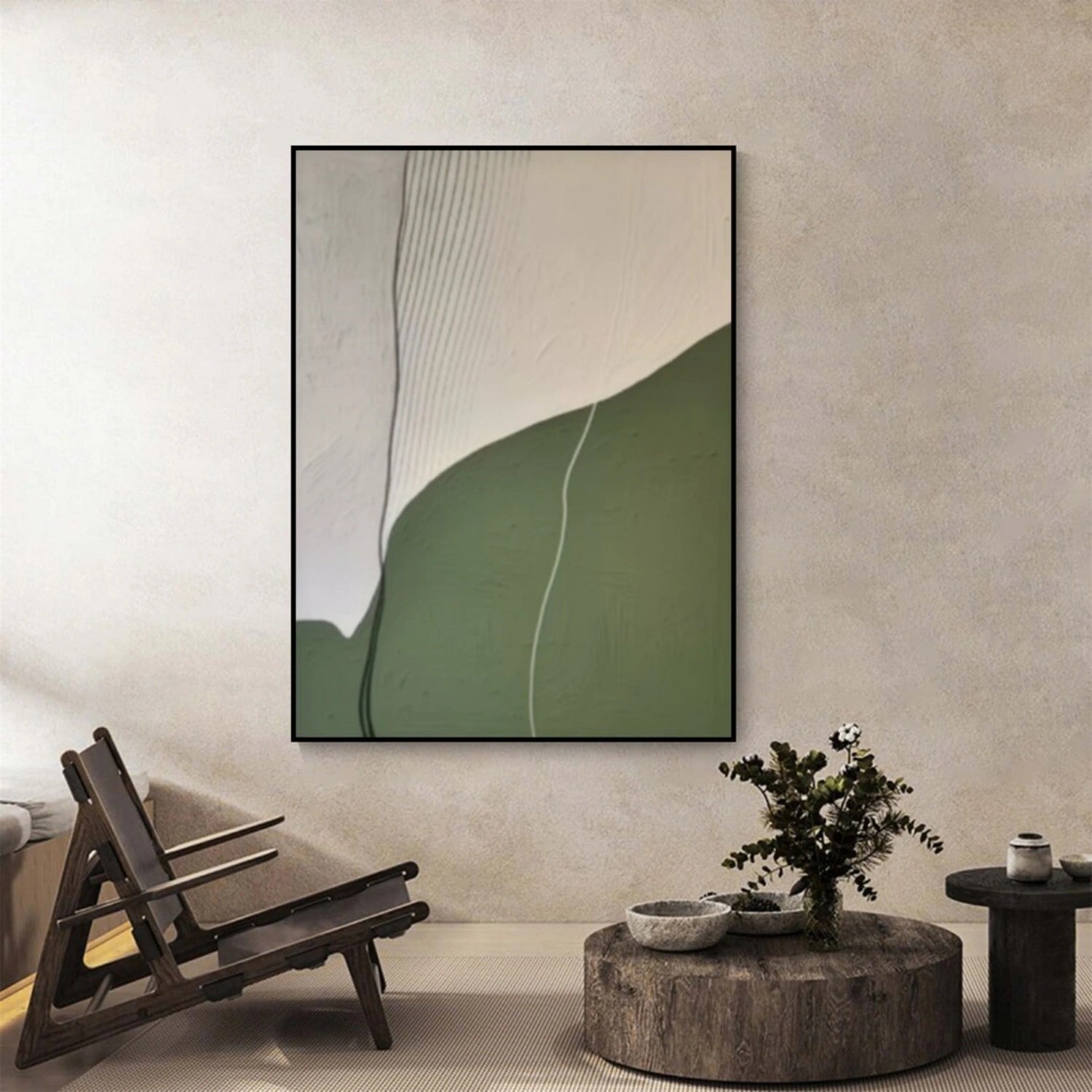 Beige & Green Abstract #BG118