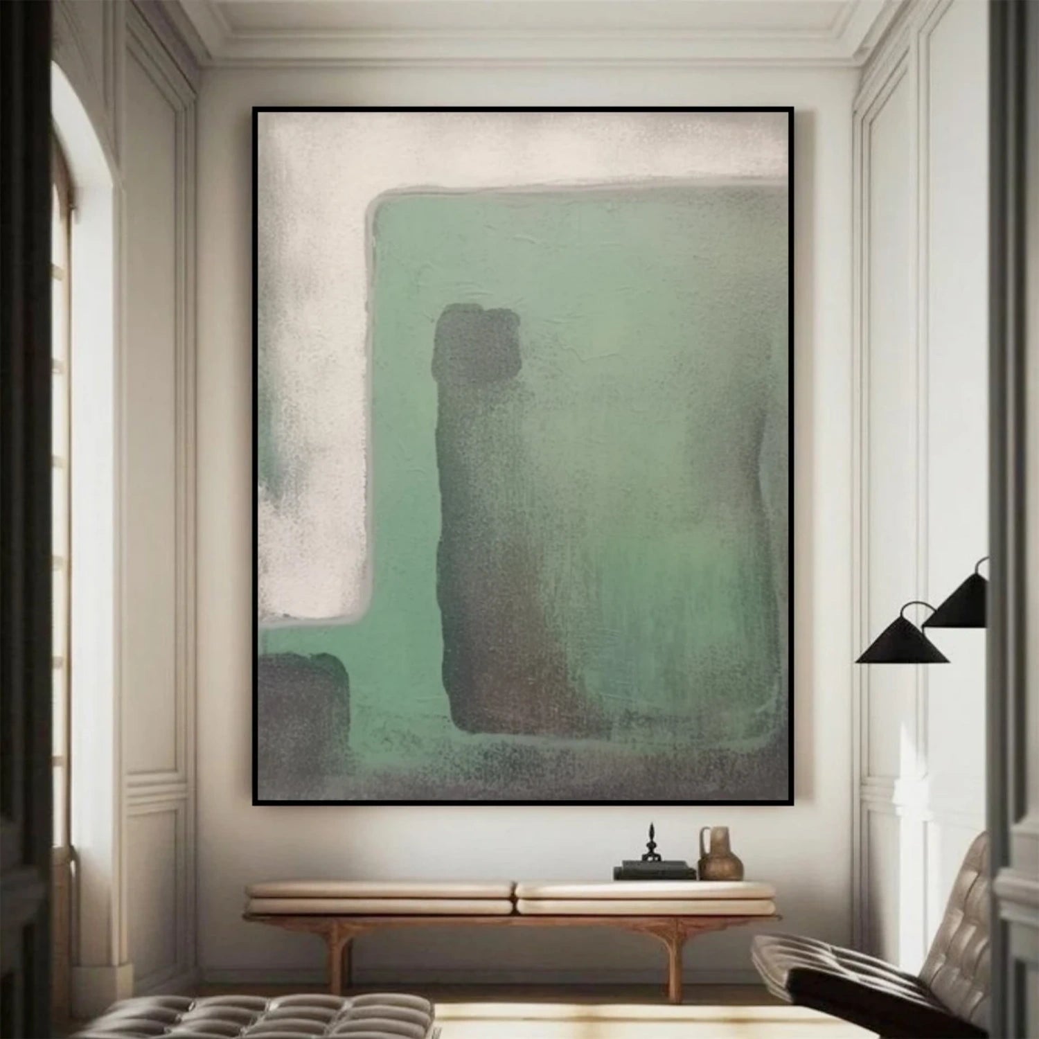 Beige & Green Abstract #BG122