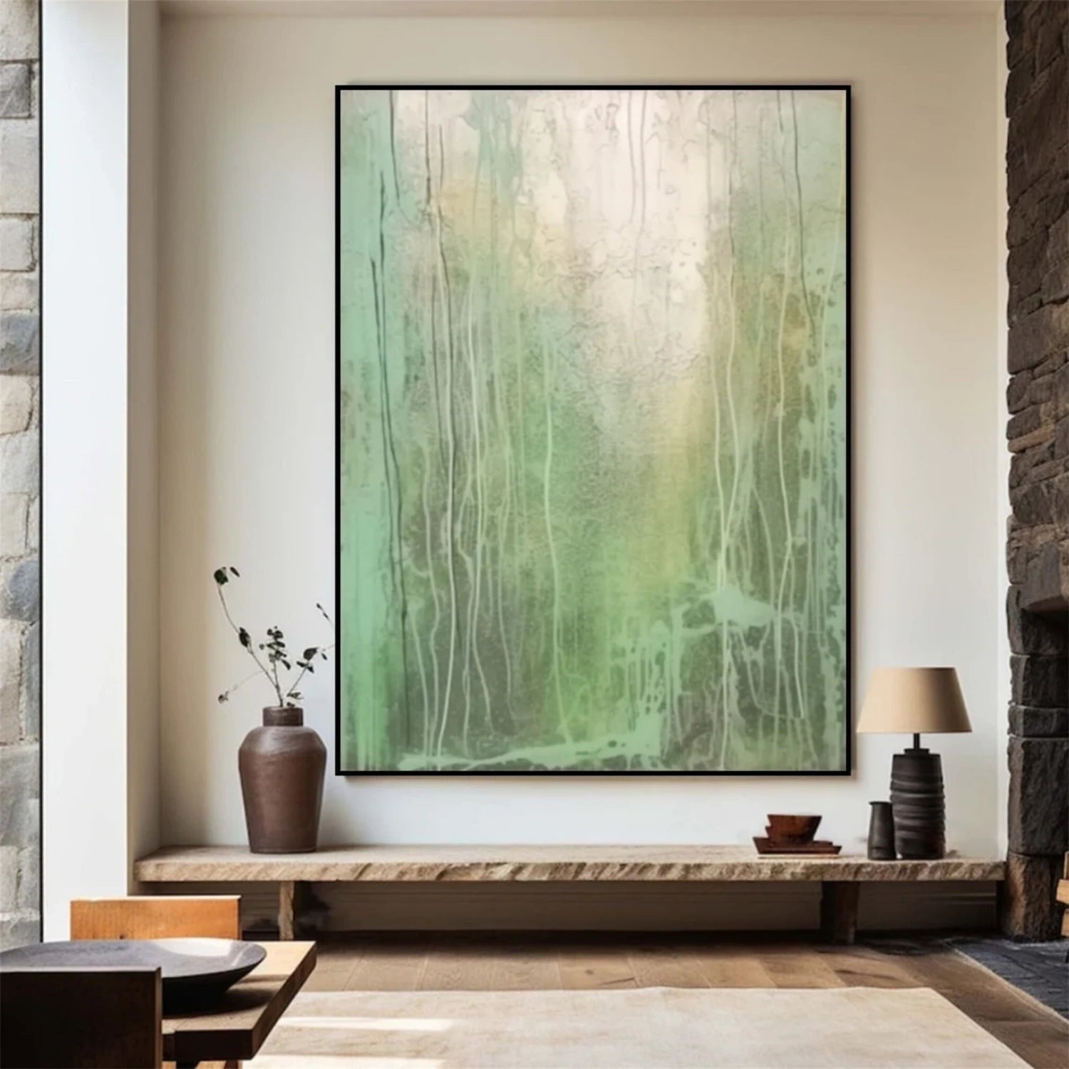 Beige & Green Abstract #BG121