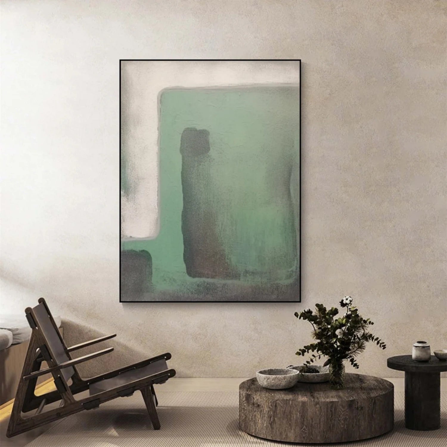 Beige & Green Abstract #BG122