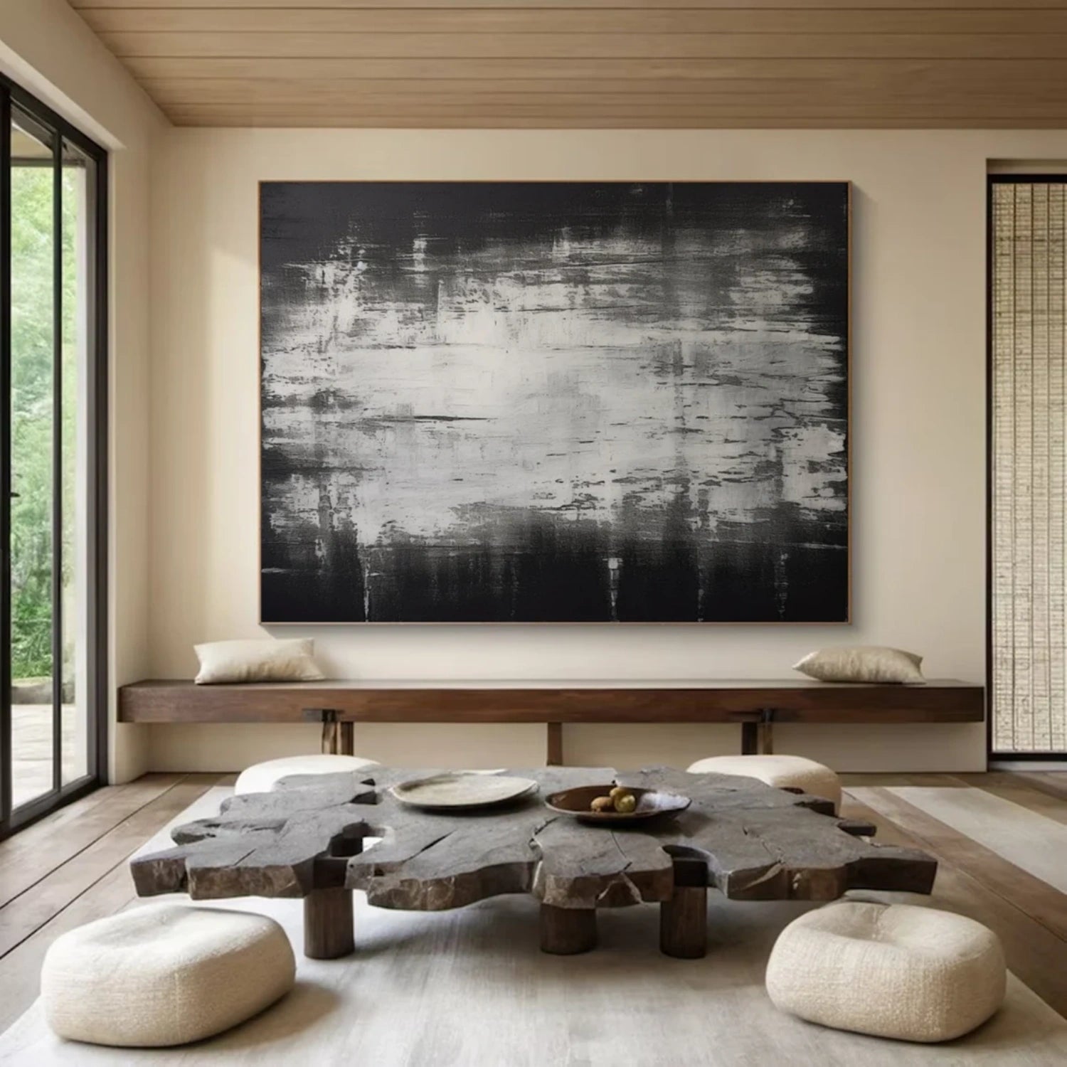 Black and White Minimalistic Canvas Art #MZ144