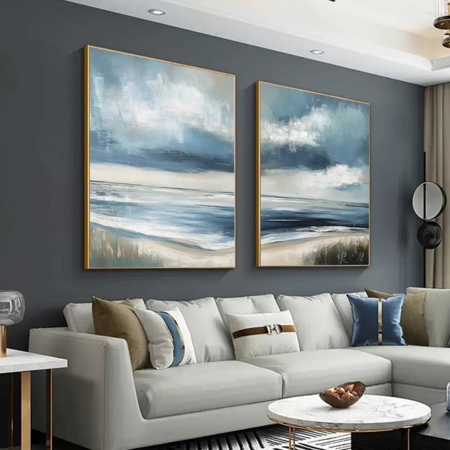 Ocean And Sky Abstract Set Of 2 Canvas Art #OS 285