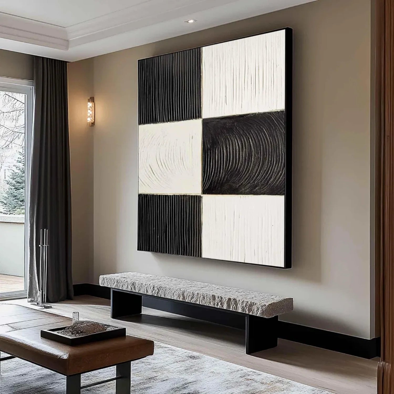 Black & White Wabi Sabi Textured Wall Art #WS311
