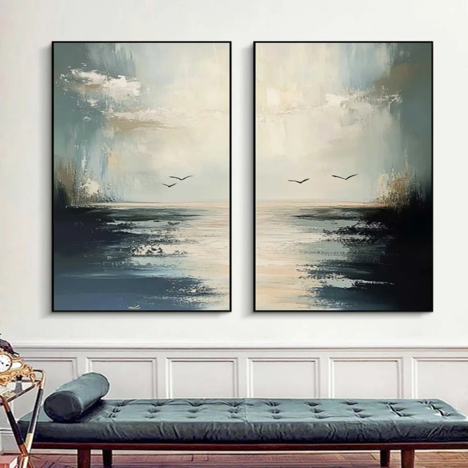 Ocean And Sky Abstract Set Of 2 Canvas Art #OS 284
