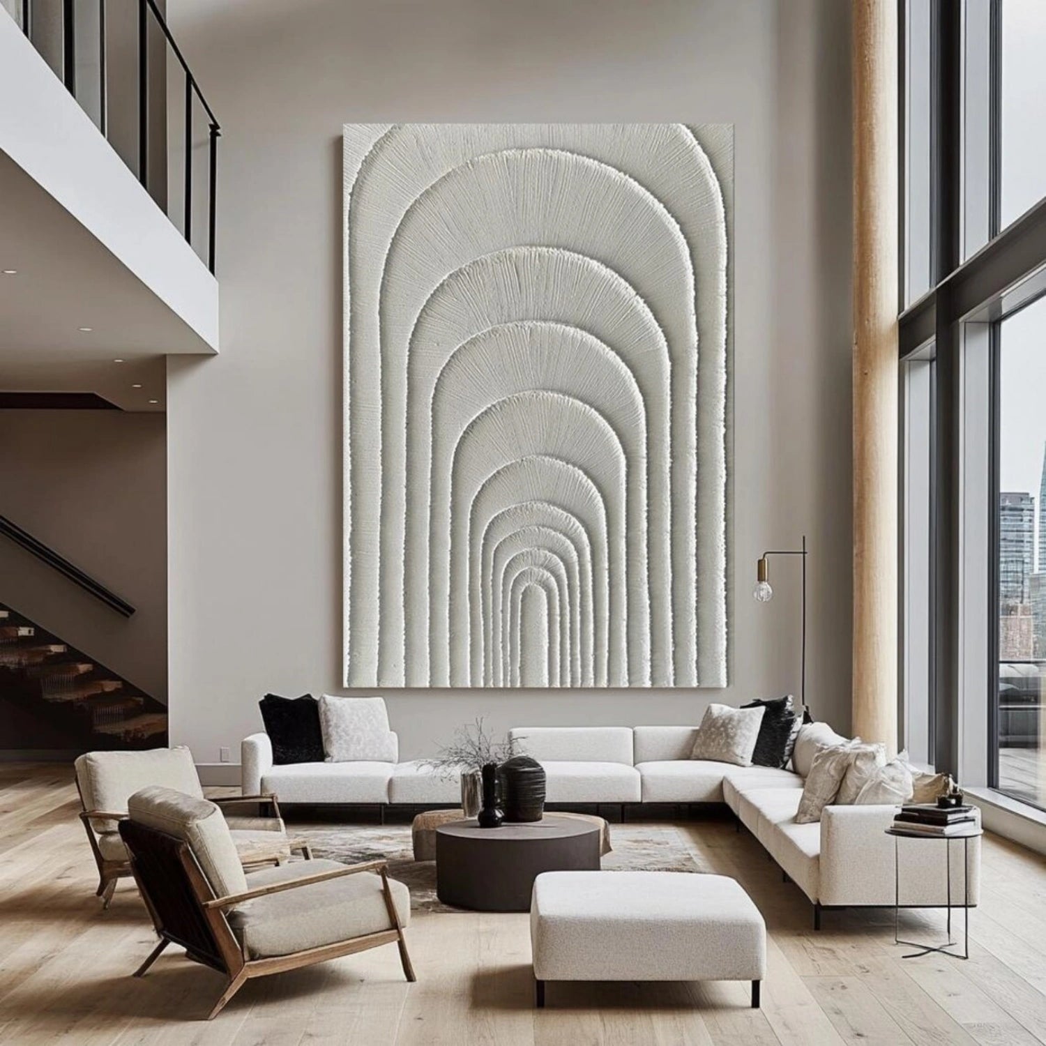 White Plaster Art Minimalist Textured Paintings Canvas #MM315