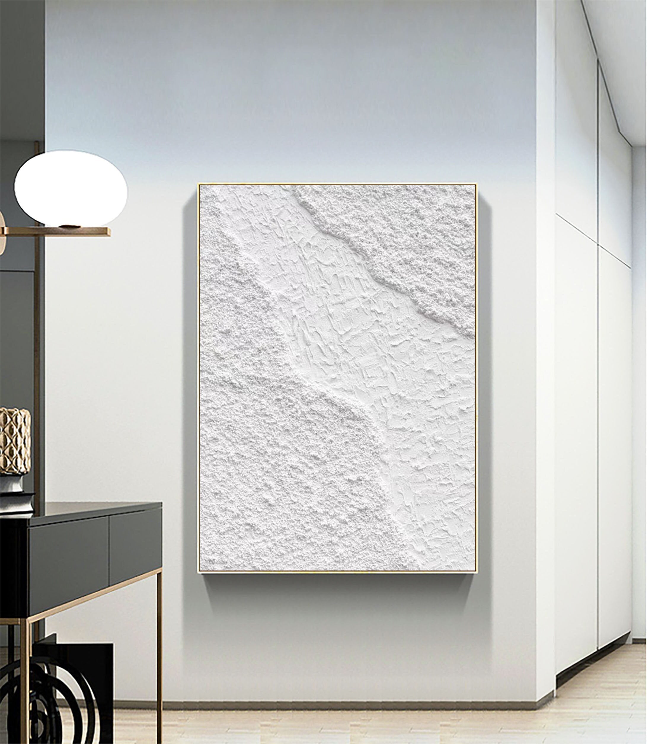 White Minimalist Textured Painting Canvas #MM096