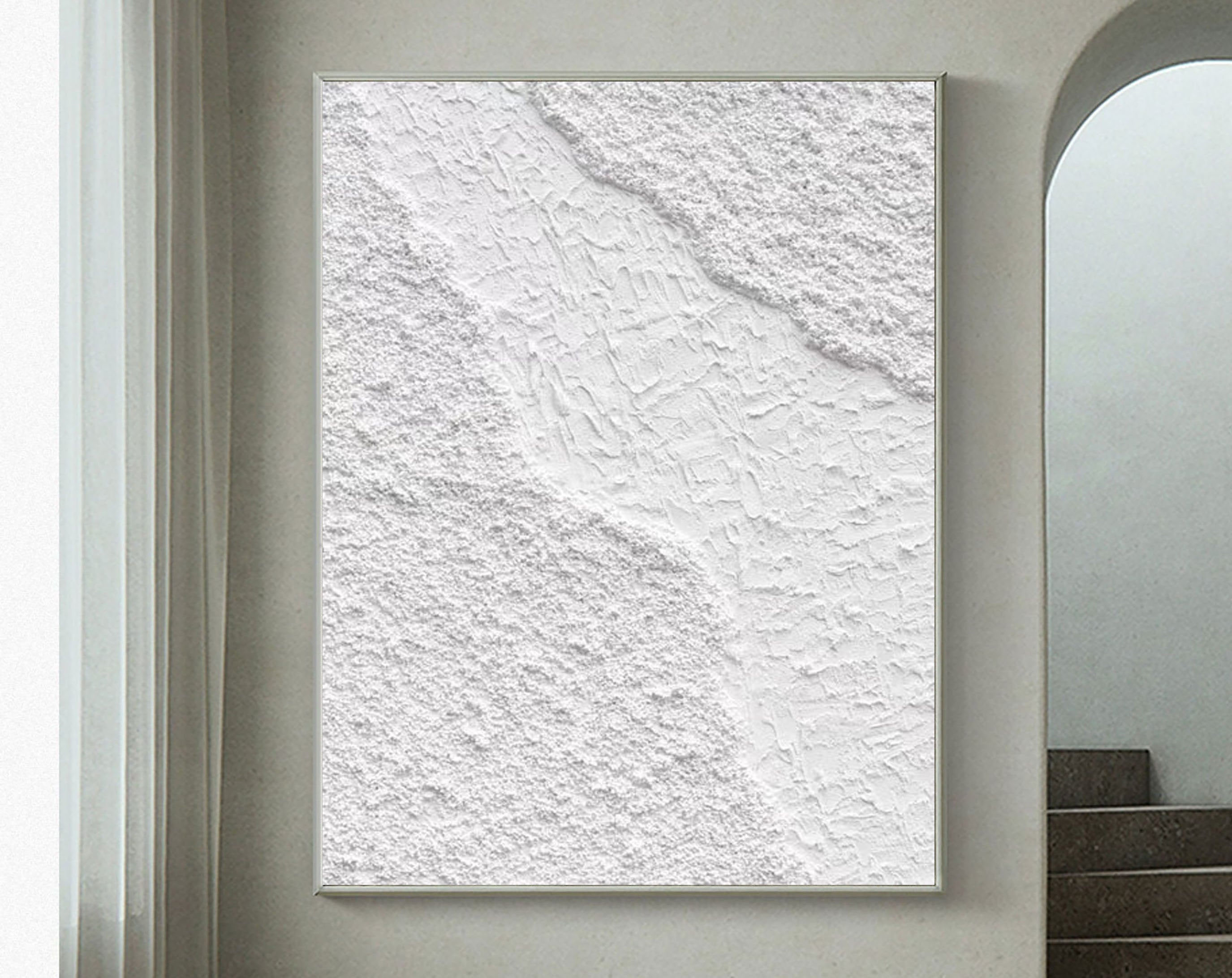 White Minimalist Textured Painting Canvas #MM096