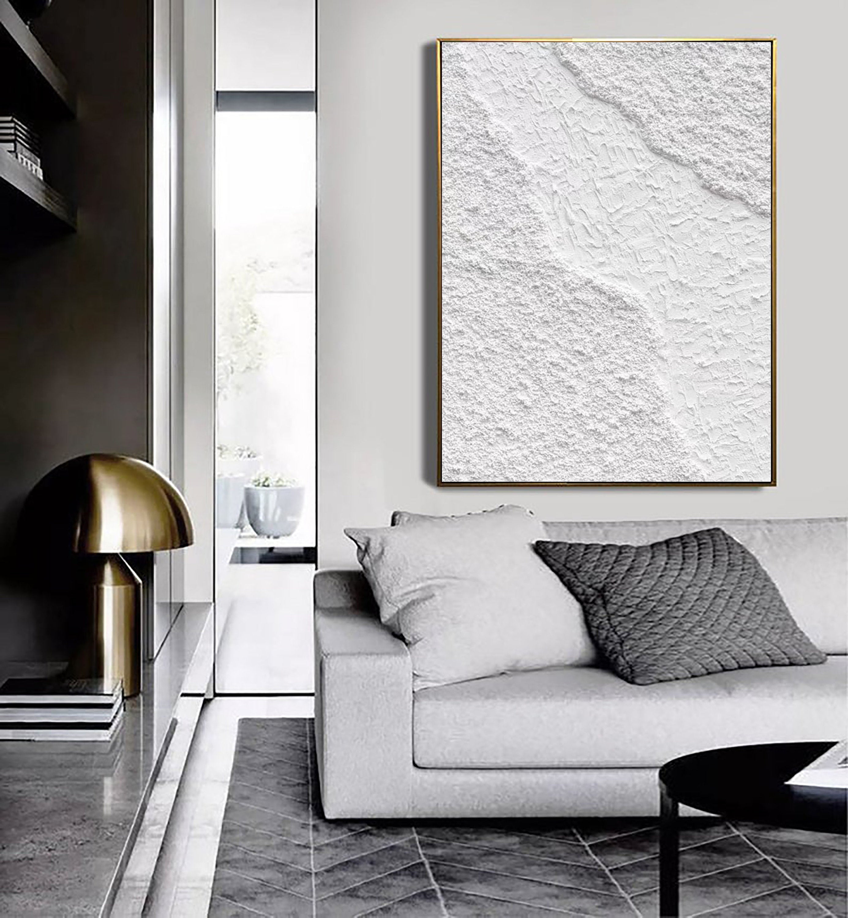 White Minimalist Textured Painting Canvas #MM096