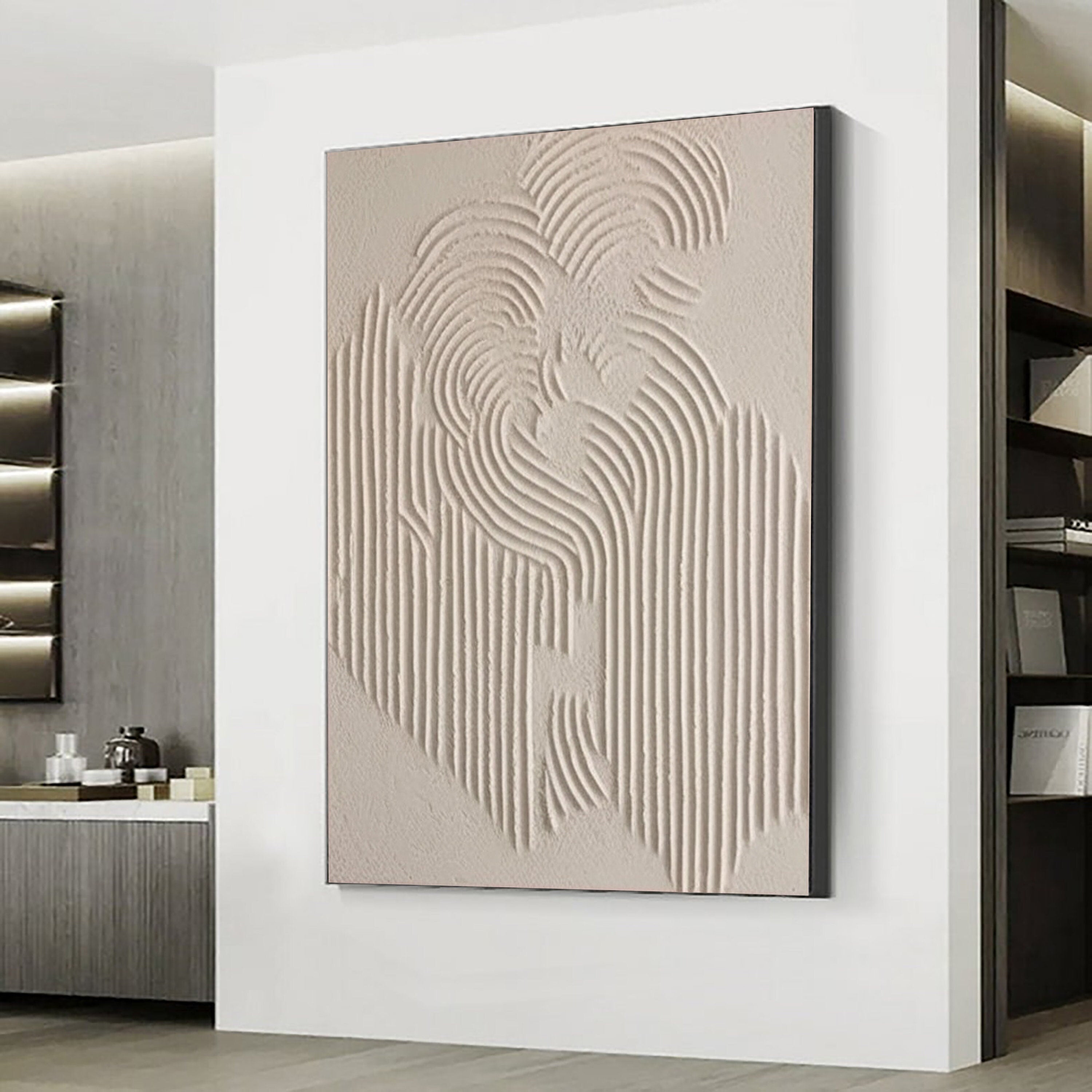 Beige & Brown Abstract Textured Painting Canvas #BB022