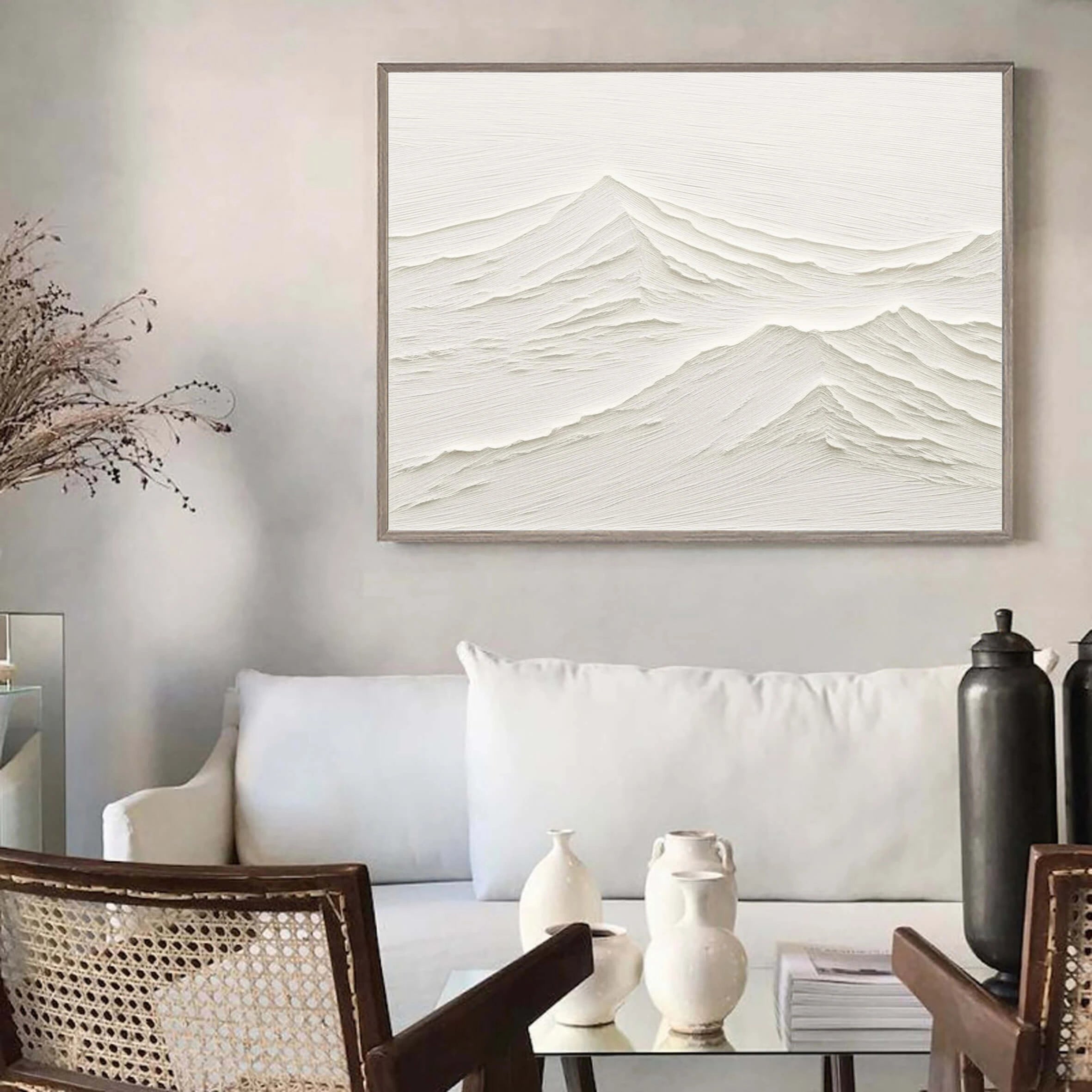 White Minimalist Textured Painting Canvas #MM071