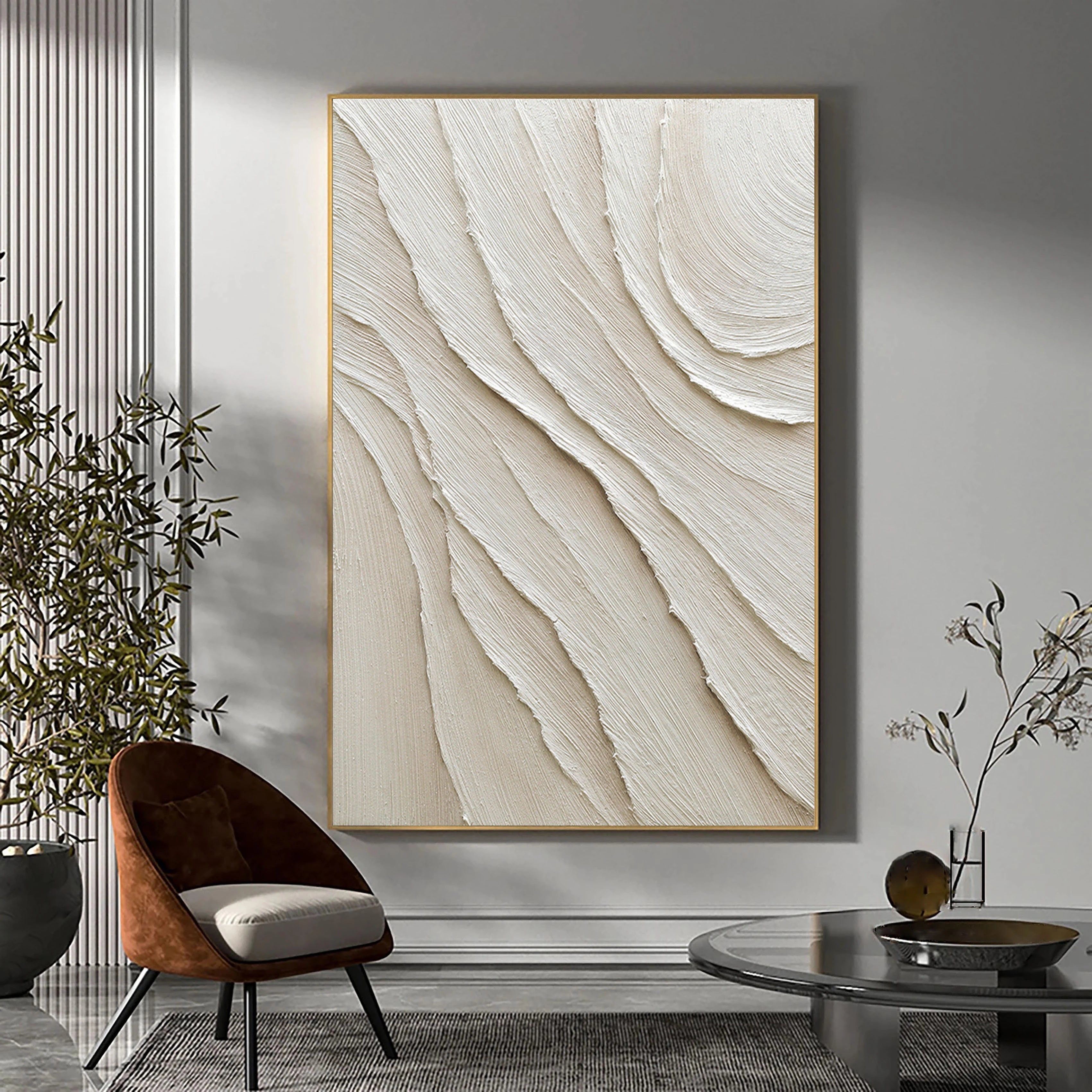 Beige Minimalist Textured Wall Art #MM032