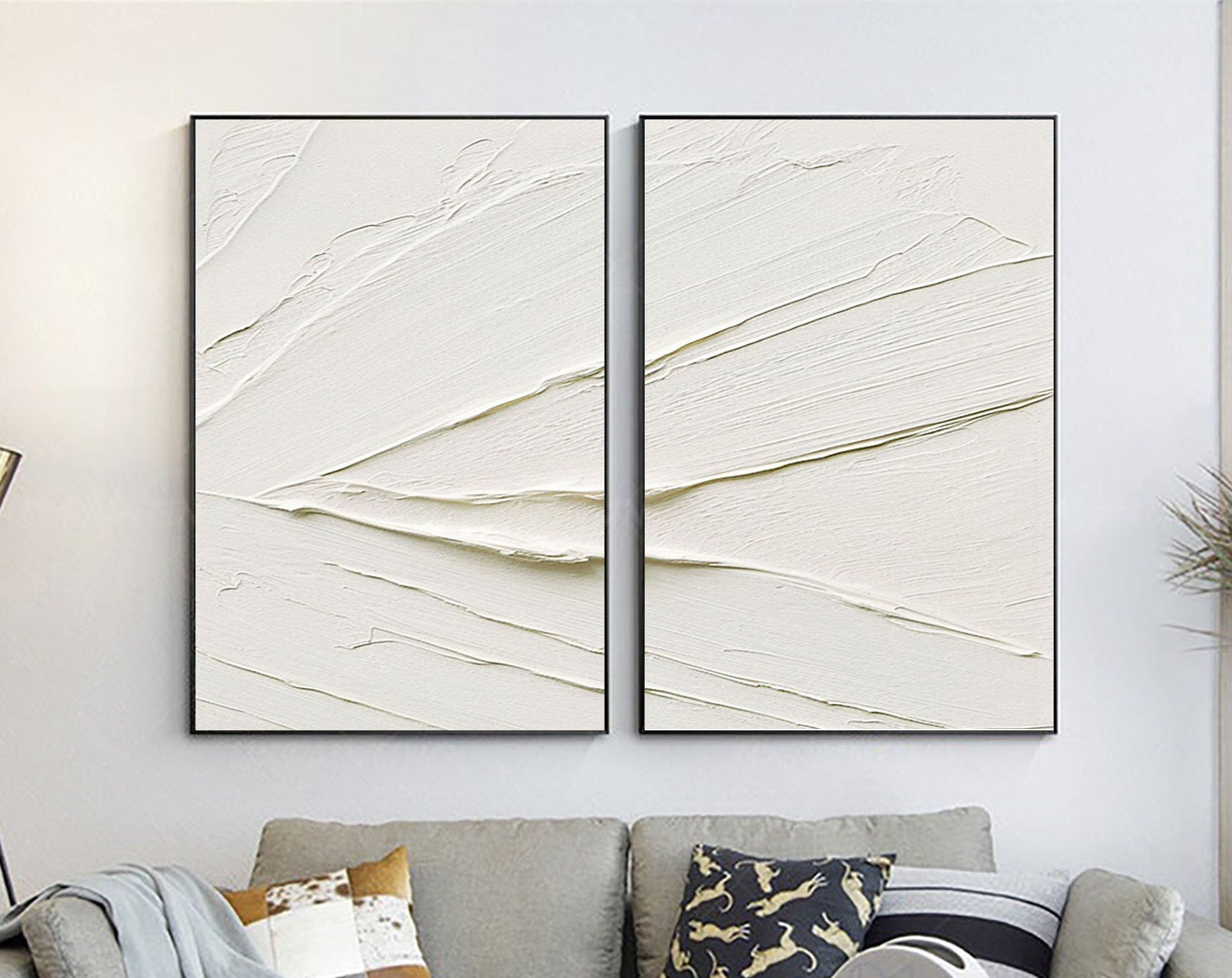 Plaster Art Minimalist Textured Paintings Set of 2 #MM078